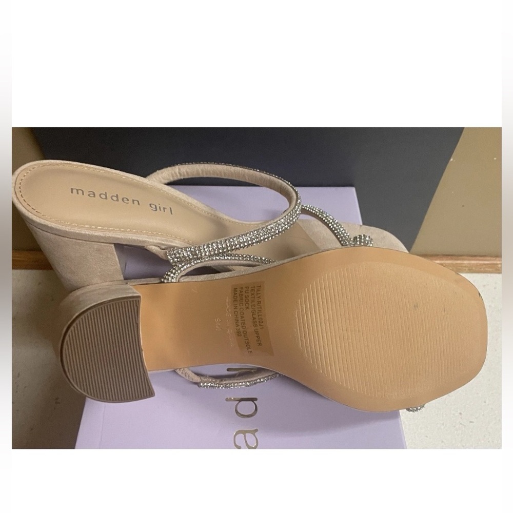 Madden Girl Tan Rhinestone Heels Tilly - Picture 3 of 4